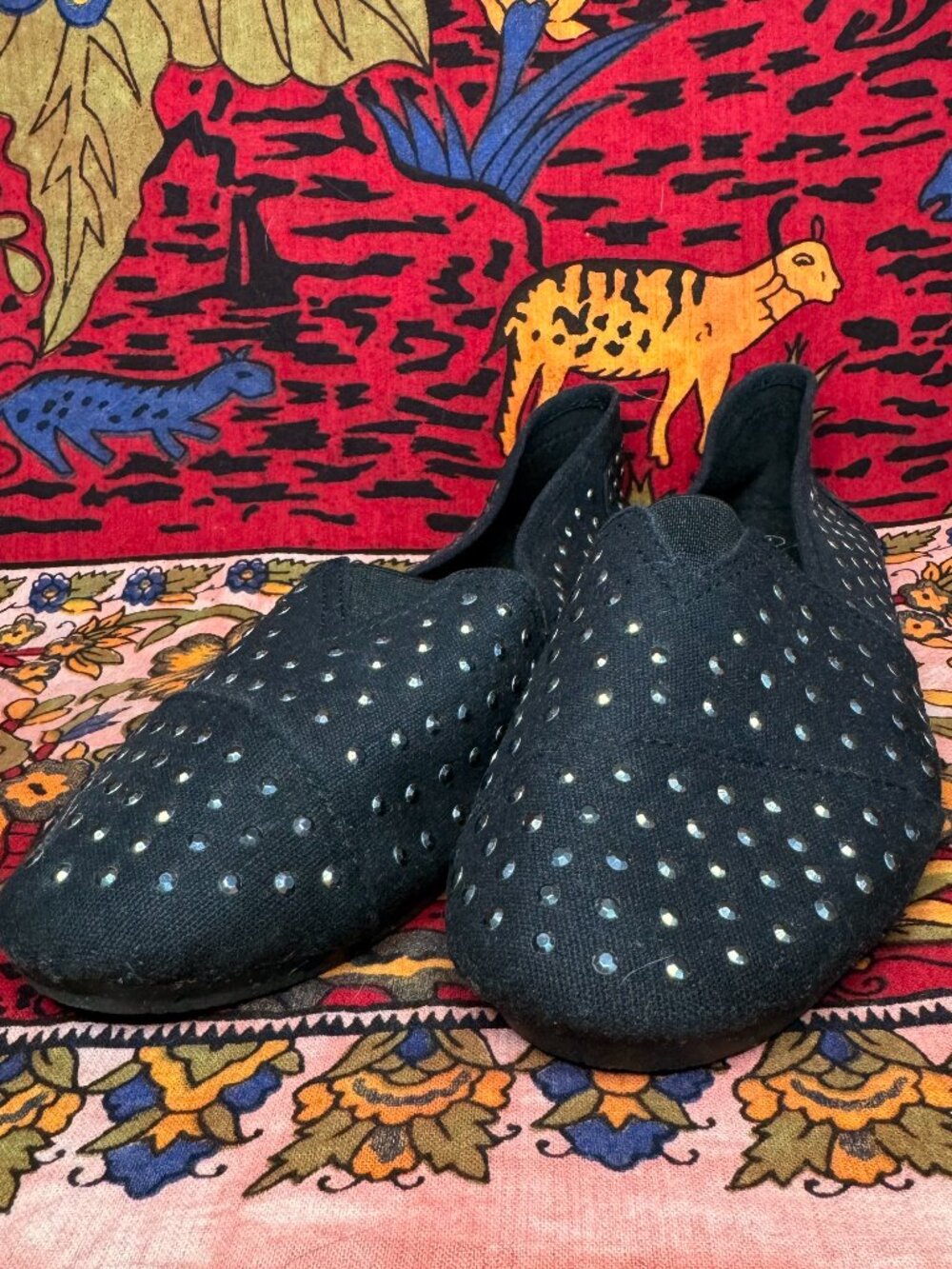 Black Studded Slip-On Shoes